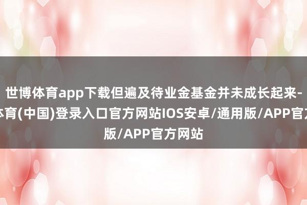 世博体育app下载但遍及待业金基金并未成长起来-世博体育(中国)登录入口官方网站IOS安卓/通用版/APP官方网站
