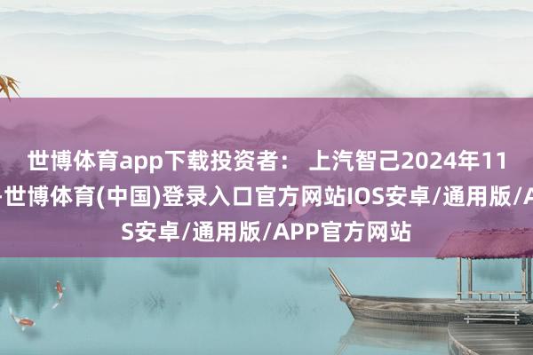 世博体育app下载投资者: 上汽智己2024年11月15日公布-世博体育(中国)登录入口官方网站IOS安卓/通用版/APP官方网站