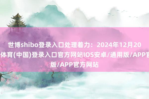世博shibo登录入口处理着力：2024年12月20日-世博体育(中国)登录入口官方网站IOS安卓/通用版/APP官方网站