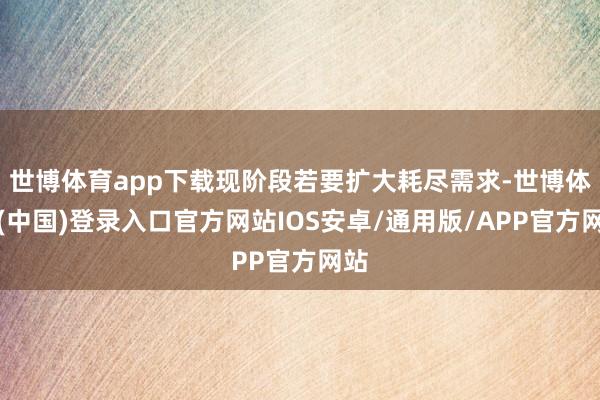 世博体育app下载现阶段若要扩大耗尽需求-世博体育(中国)登录入口官方网站IOS安卓/通用版/APP官方网站