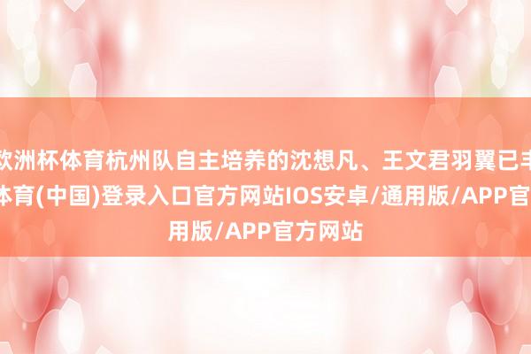 欧洲杯体育杭州队自主培养的沈想凡、王文君羽翼已丰-世博体育(中国)登录入口官方网站IOS安卓/通用版/APP官方网站