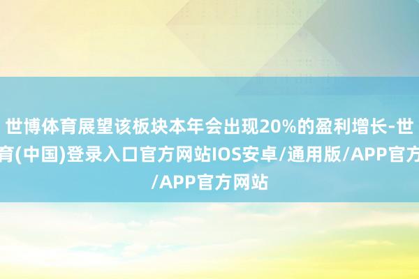 世博体育展望该板块本年会出现20%的盈利增长-世博体育(中国)登录入口官方网站IOS安卓/通用版/APP官方网站